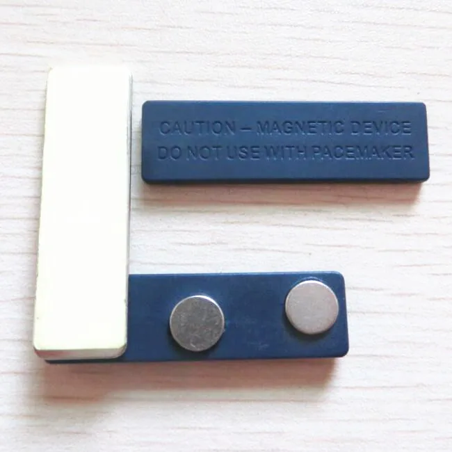 Bar badge magnet — 2-disc, blue shell — magnetic name badge magnet WD9310